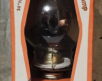 Vintage Kaadan Country Peddler Vintage Oil Lamp 14” High Decorative Glass, Camping, Patio