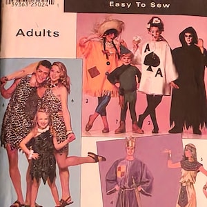 Simplicity 9804 Costumes, Adult Unisex Costume Sewing Pattern, Cleopatra, King, Cave Man Woman, Peter Pan, Scarecrow,  Size A (XS,S,M,L,XL)
