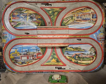 Technofix Highway-Viaduct Wind Up Tin TOY MARKE West Germany
