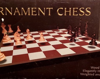 Tournament Chess Set with Wooden Board and Hand Carved Wooden Chess Pieces, 3 1/8" & 17 1/2" Folding Board