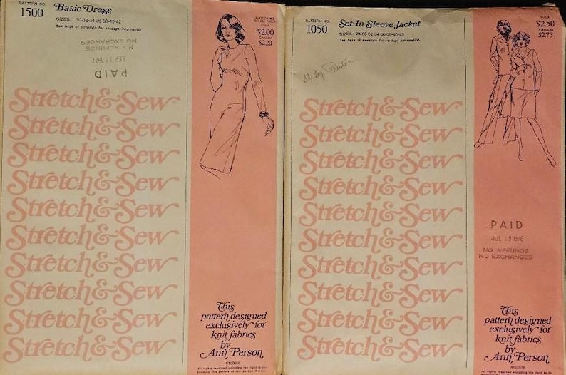 Vintage 1970s Stretch & Sew Patterns and Sewing Books by Ann Person - Etsy