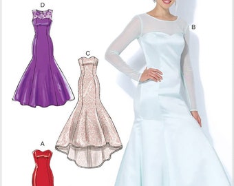 McCall's M7320 Sewing Pattern, Misses'/Miss Petite Mermaid-Hem and High-Low Dresses, Sizes A5 16-14/E5 14-22, UNCUT