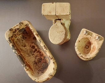 Vintage Cast Iron John Wright Bathroom Set - Bathtub, Toilet & Sink