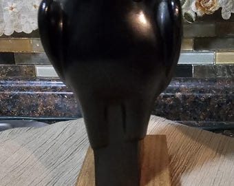 Vintage Bird Statute/Sculpture w/signatures, Horus Falcon, Hand Carved Wood Eagle