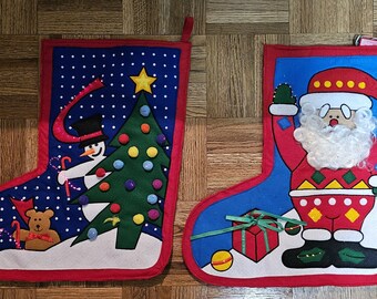 Handicraft Embroidered Christmas Stockings with Fiber Optic Stockings