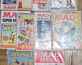 Jahrgang 1950er-1970er Jahre MAD Magazin, Alfred E Neuman, Comic-Magazine, VOLLSTÄNDIGE Magazine