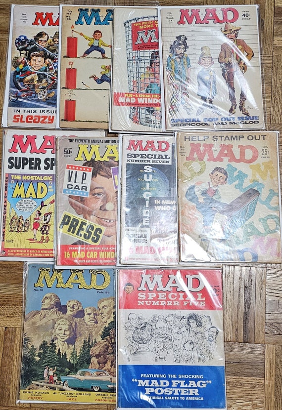 Vintage 1950s-1970s MAD Magazine, Alfred E Neuman, Comics