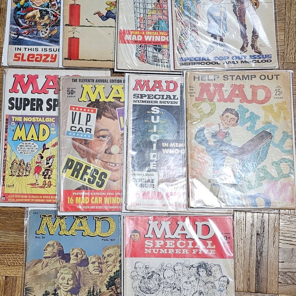 Vintage 1950s-1970s  MAD Magazine, Alfred E Neuman, Comics Magazines, FULL Magazines