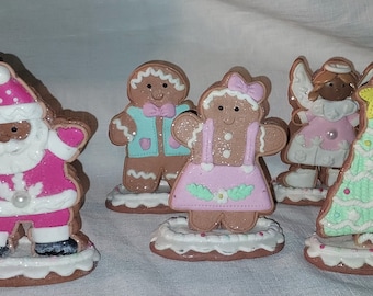 Valerie Parr Hill, 6 GINGERBREAD Cookie CHARACTERS, Rae Dunn GINGERBREAD Christmas Tree, Vintage Ceramic Ornaments