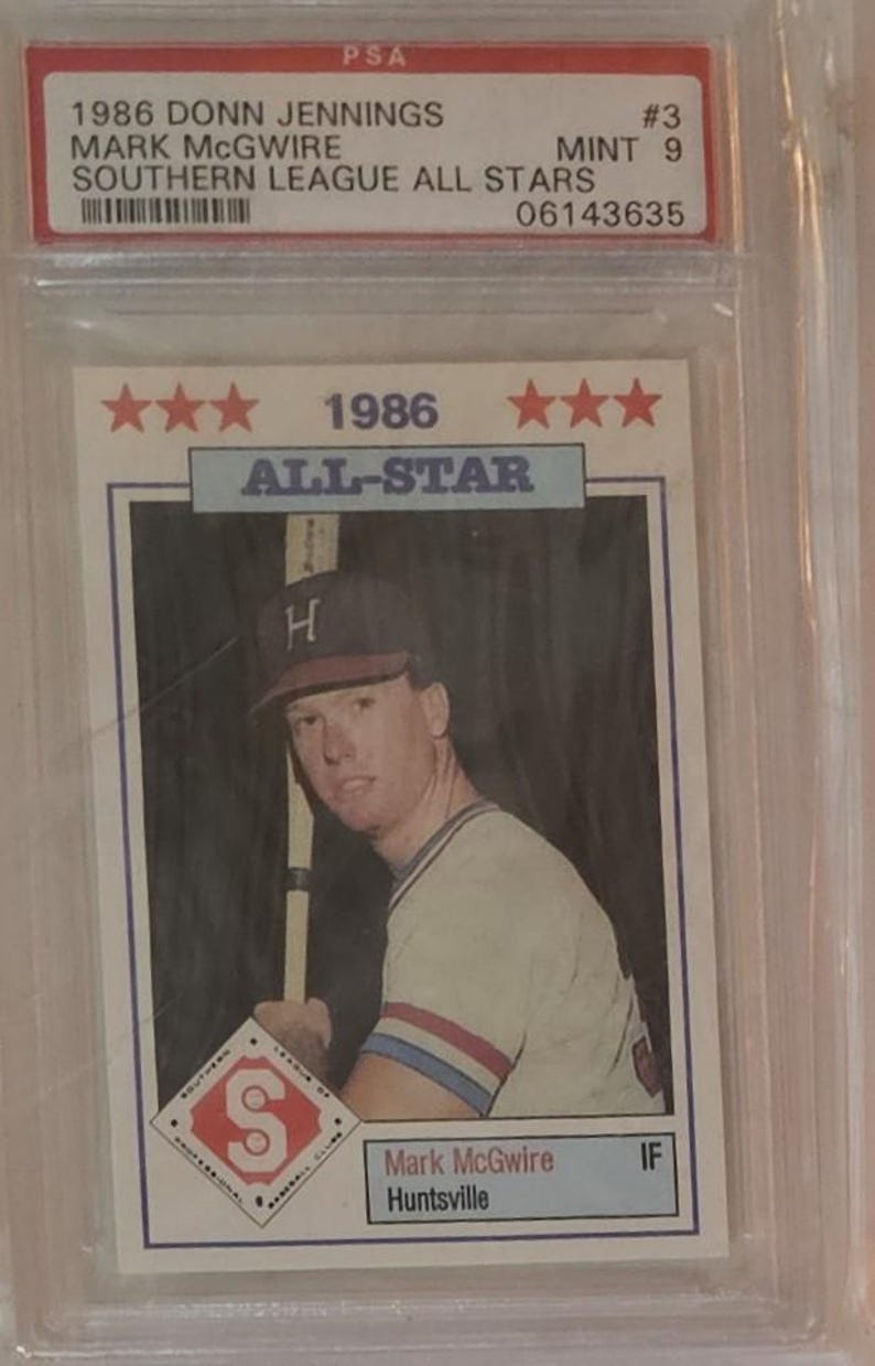 Vintage Basball Rookies & All-Star Cards Topps, Donruss, PSA, BGS graded Near Mint, Mint in GEM Case Mark Mcgwire No #3