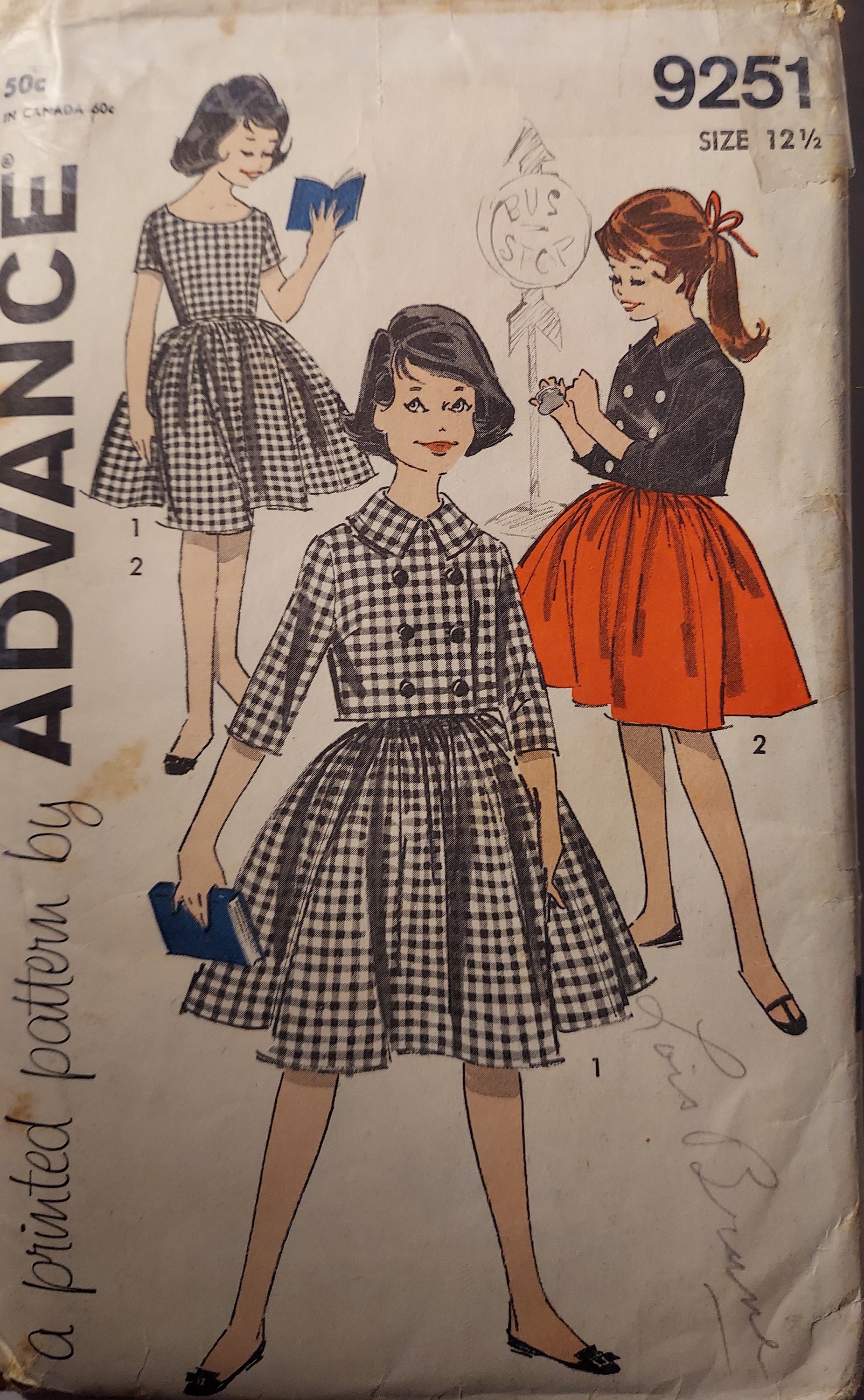 Vintage 1950s Advance Pattern 9251 Girls Chub Deb Dress Jacket Sewing Vintage 1950s Advance Pattern 9251 Girls Chub Deb Dress Jacket Sewing