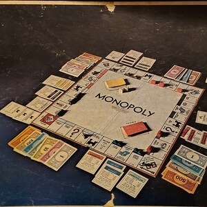 Vintage MONOPOLY, Spezialausgabe zum 40-jährigen Jubiläum, Grundbesitz-Handelsspiel, 1974 Parker Brothers, KOMPLETT