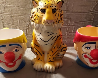 Ringling Brothers Memorabilia, Tiger Cup/Mug/Stein and 2 Clown Cups/Mugs, Lot of 3
