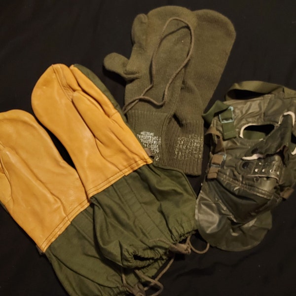 Cold Weather Tactical Gear, Trigger Finger Mitten Shells w/Mitten Liners and Face Shield, Military Surplus, Lot of 3 - NEW OLD Stock