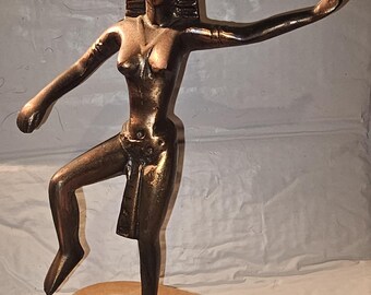 Antique Metal Sculpture/Figurine, Dancing Egyptian Goddess