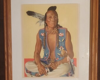 REISS WINOLD Blackfeet Vintage Framed Prints, Native American Indian Art, Clears Up