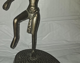 Vintage Egyptian Goddess Art Deco Brass Ashtray, Trinket Dish, Copper Spelter Sculpture/Figurine Paperweight