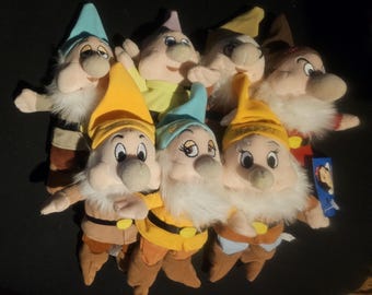Disney Plush Mini Bean Bag 7 Dwarfs, Dopey, Doc, Bashful, Sneezy, Happy, Grumpy, and Sleepy