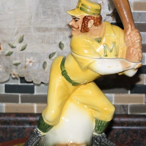 Vintage 1970s Ezra Brooks Decanters -Baseball Player, Mr. Merchant, Kentucky Straight Burbon Whiskey, Heritage China Decanter