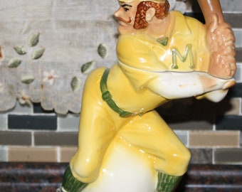 Vintage 1970s Ezra Brooks Decanters -Baseball Player, Mr. Merchant, Kentucky Straight Burbon Whiskey, Heritage China Decanter