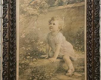 Vintage Wall Art “Home of the Bluebird Litho Print Signed by Zula Kenyon, Children Wall Art