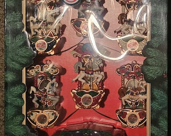 Vintage Mr. Christmas Holiday Carousel Calliope Set, 6 Horses, 21 Carols Music Lights