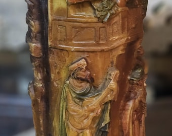 Vintage German Hand Carved Candle 11-1/2" Tall Johann Gunter Walldurn Baden