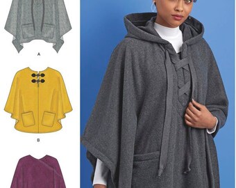 Simplicity 8517/R10708/ Easy-to-Sew Pattern, Misses' Sewing Pattern for 3 Poncho Variations, Sizes A XS-XL, UNCUT