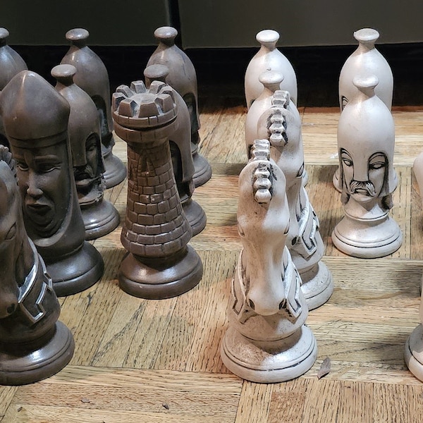 Vintage Duncan Ceramic Chess Pieces, Replacement Pieces, 6-8" T Pieces, Figurines