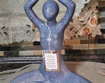 Namaste Yoga Woman Ceramic Buddha Lotus Pose Om Shanti Sporvil Portugal Abstract