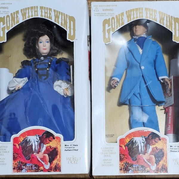 Gone With the Wind, Mr. & Mrs. O'Hara, Limited Edition Collectible Doll, 1989 World Doll, Turner Entertainment, Lot of 2 Dolls
