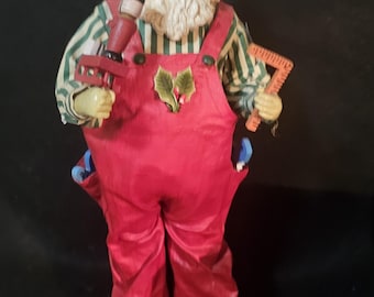 Vintage 1987 Clothique Possible Dreams Christmas Santa Claus Overalls WorkShop