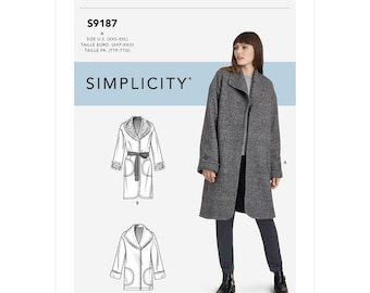 Simplicity Pattern #S9187, Sewing Pattern, Misses' Jacket & Coats, Sizes A XS-XL, UNCUT
