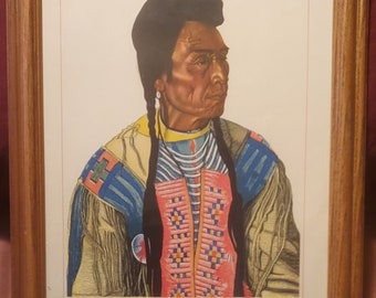 REISS WINOLD Blackfeet Vintage Framed Prints, Native American Indian Art, Morning Bird