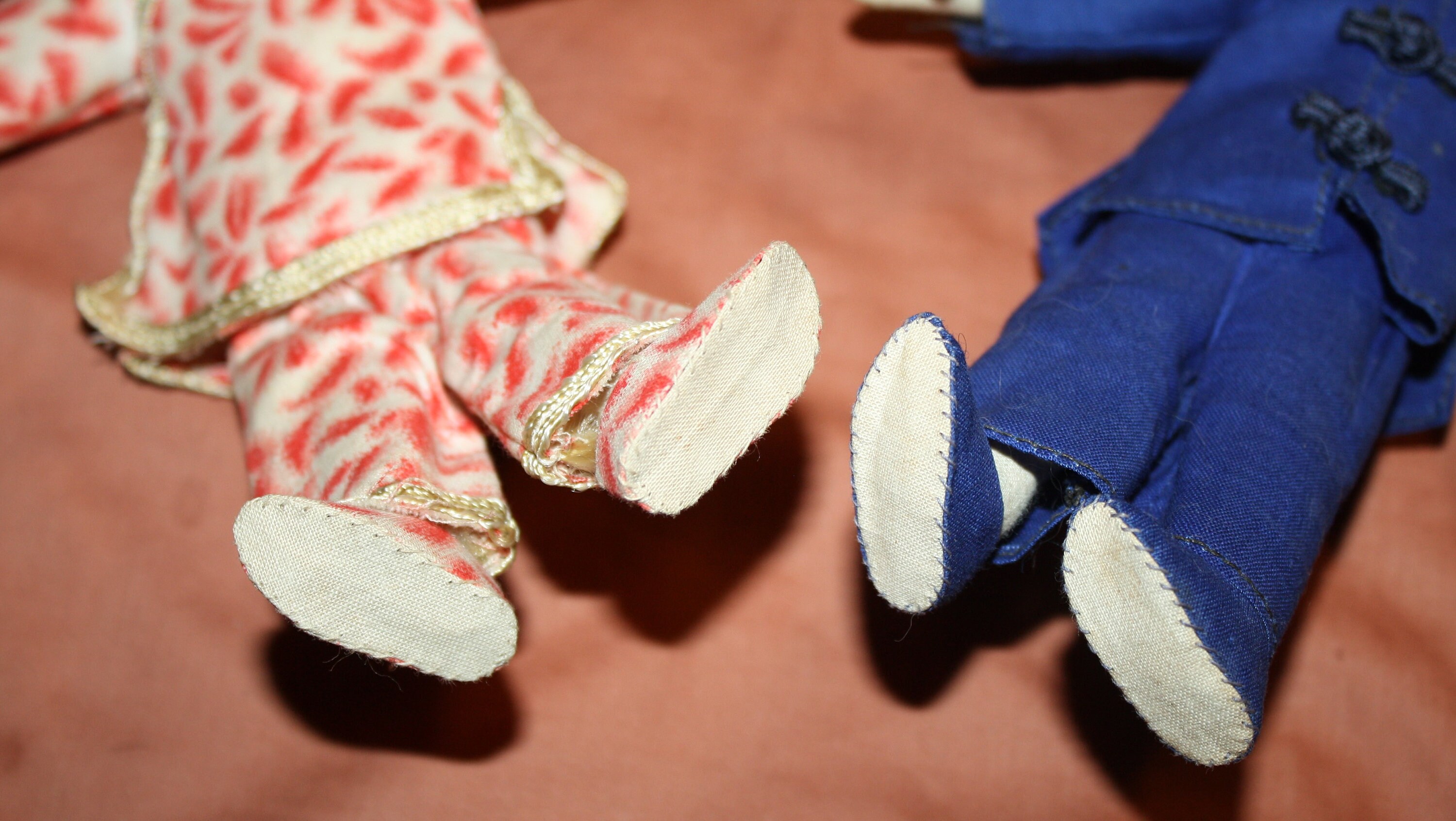 Vintage Chinese/Japanese Cloth Dolls, Asian Cloth Rag Dolls, Boy & Girl