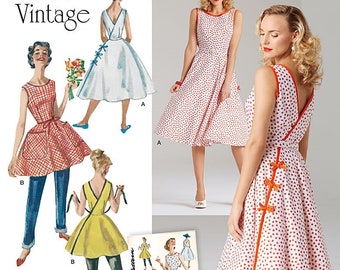 Simplicity 8085 Sewing Pattern Misses/Women’s Retro 1950s Wrap Dress with Hem Variations, Size R5 14-22, UNCUT