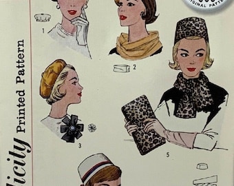 Simplicity Pattern 4178/H0231, Misses/Women’s 1960s  Retro Pattern,Hat  Berets, Scarves, Bags  Patterns, One Size, UNCUT