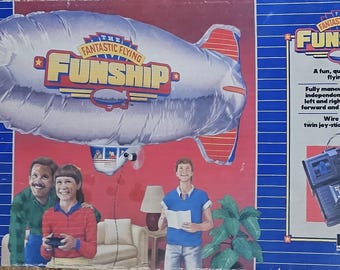 Vintage 1980sThe Fantastic Flying Funship RC Blimp with Wire Remote, NEW in Box