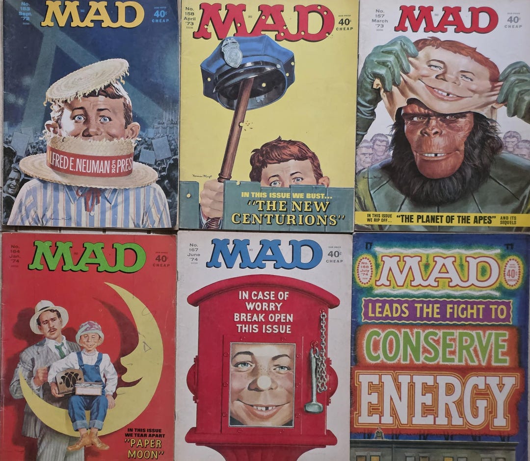 Vintage 1970s MAD Magazine, Alfred E Neuman, Comics Magazines