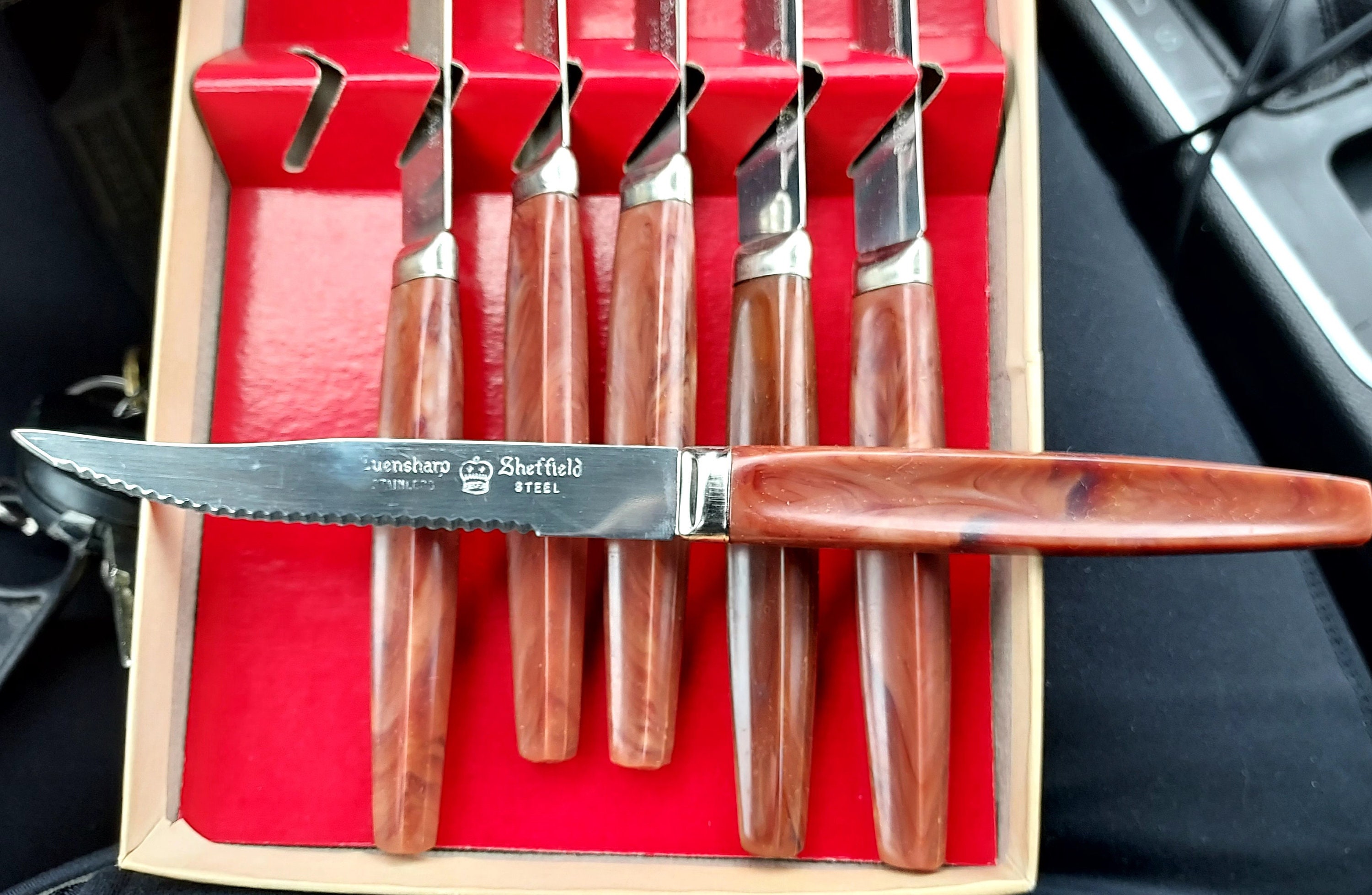 Vintage 6 Piece Stainless Steel Steak Knives Sets Lifetime Cutlery & Chef's Collectors Knives