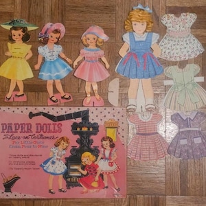 Poupées en papier vintage des années 1950 avec tenues/déguisements, EN L&#39;ÉTAT