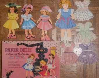 Vintage 1950s Paper Dolls with Outfits/Costumes, AS IS