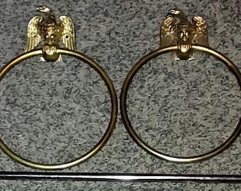 Vintage Brass Eagle Towel Holders & Rack