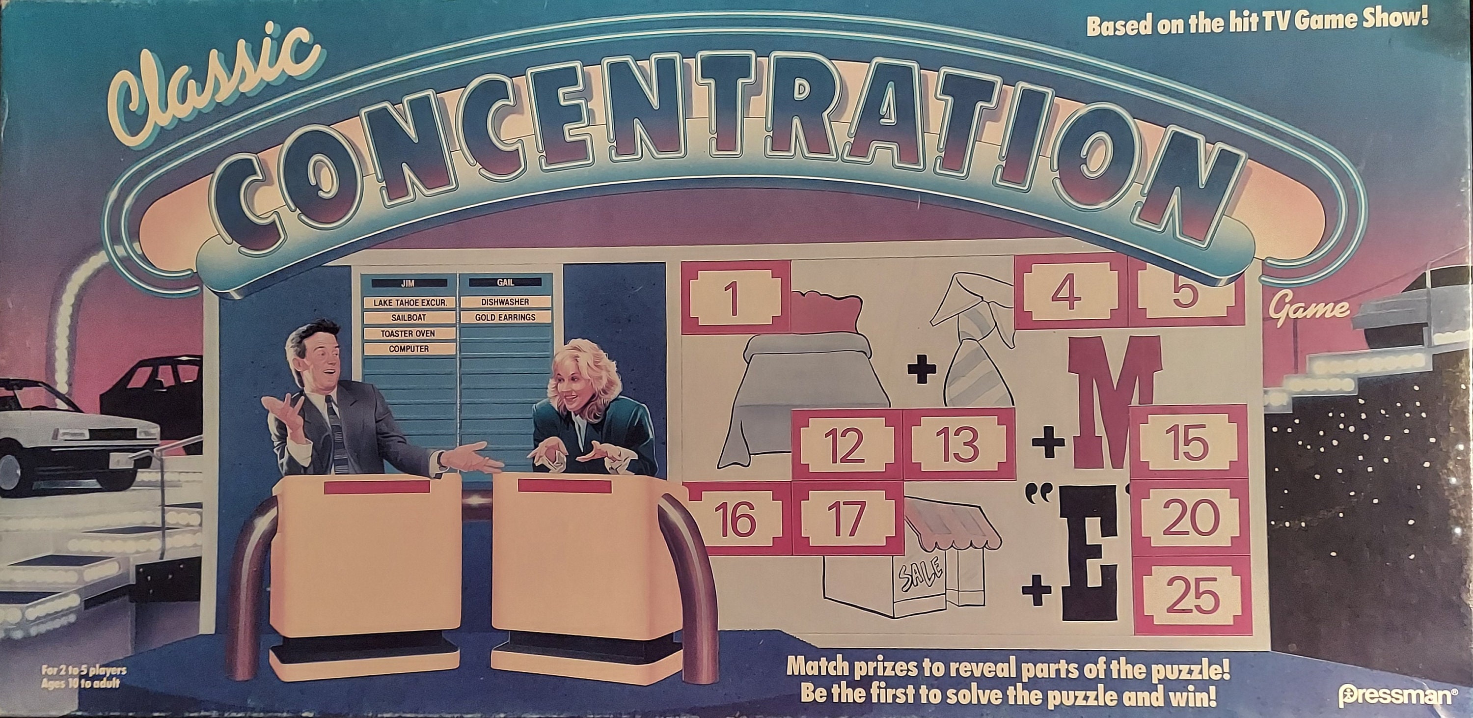 Vintage 1988 Classic Concentration, TV Game Show Board Game, Pressman