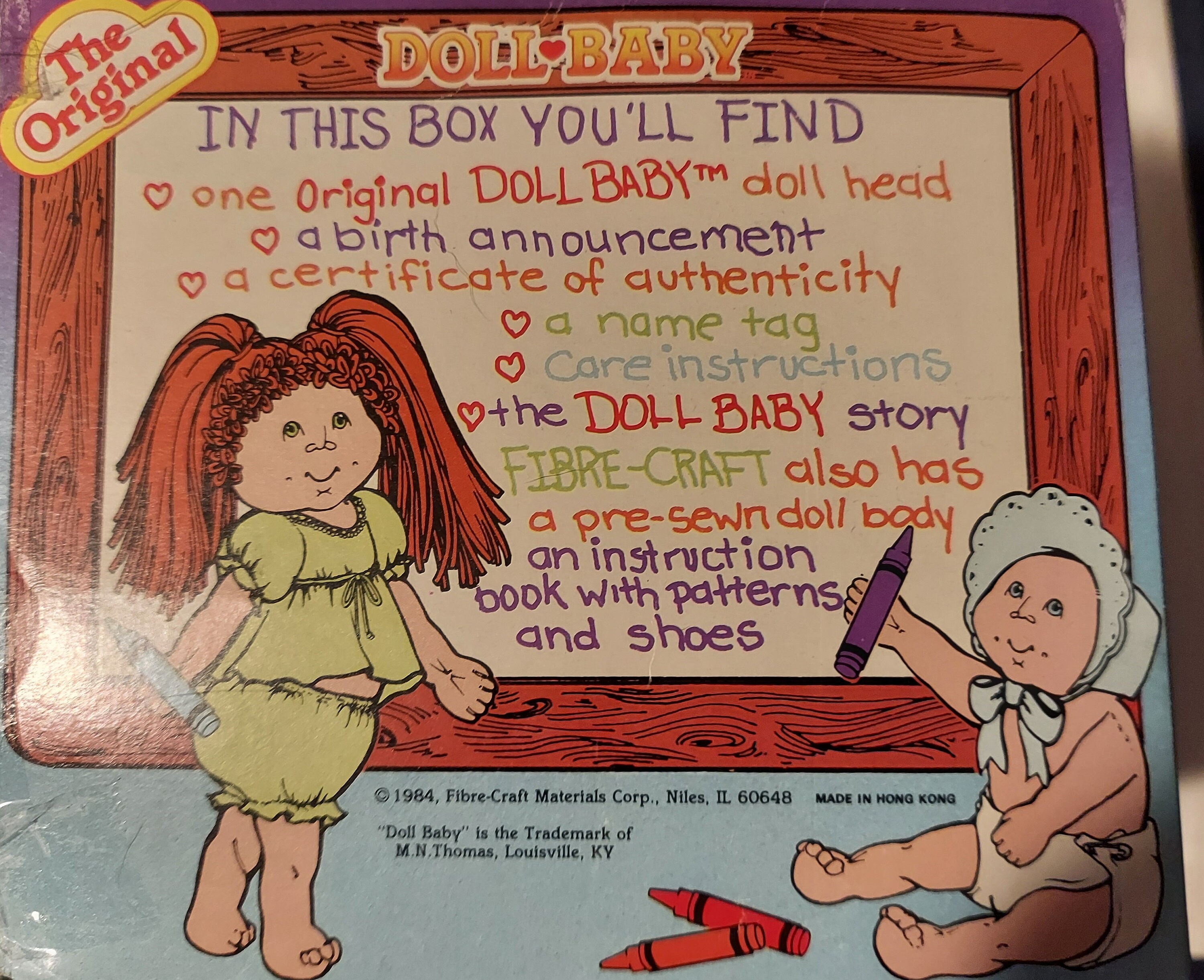 The Original Doll Baby 3110 Curly Hair, 1984 FibreCraft Materials Corp