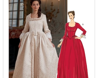 McCall's Costumes M7965, Sewing Pattern, Historical Costume, Misses' Dress, Period Clothing, Sizes E5 14-22, UNCUT