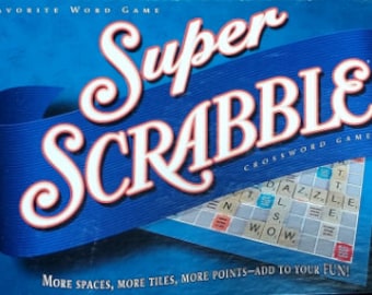 SCRABBLE, Super Scrabble Edition, Scrabble Deluxe Vintage 2-in-1 Wall Edition, Crossword Game, COMPLETE