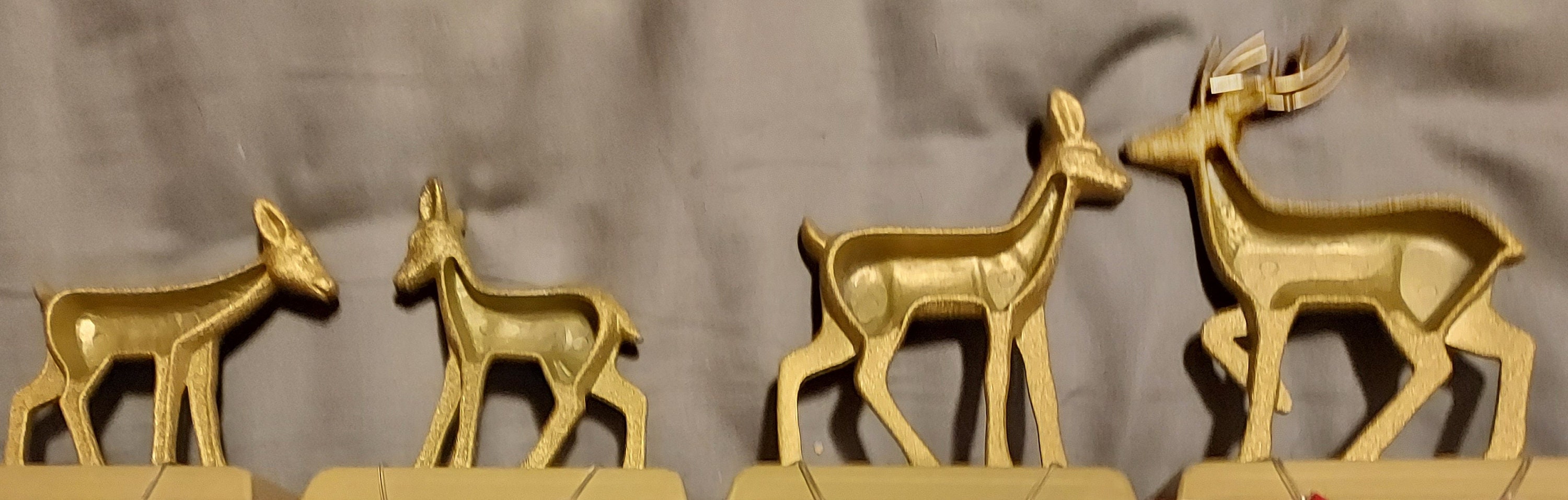 Gold Tone Metal Reindeer Stocking Holders, Set of 4, NEW