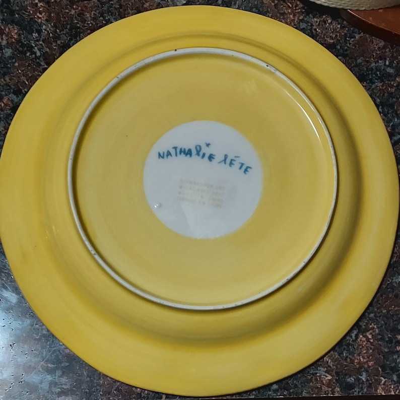 Anthropologie NATHALIE LETE Angel Fish & Corals, Hand Painted 10” Plate, RARE image 2