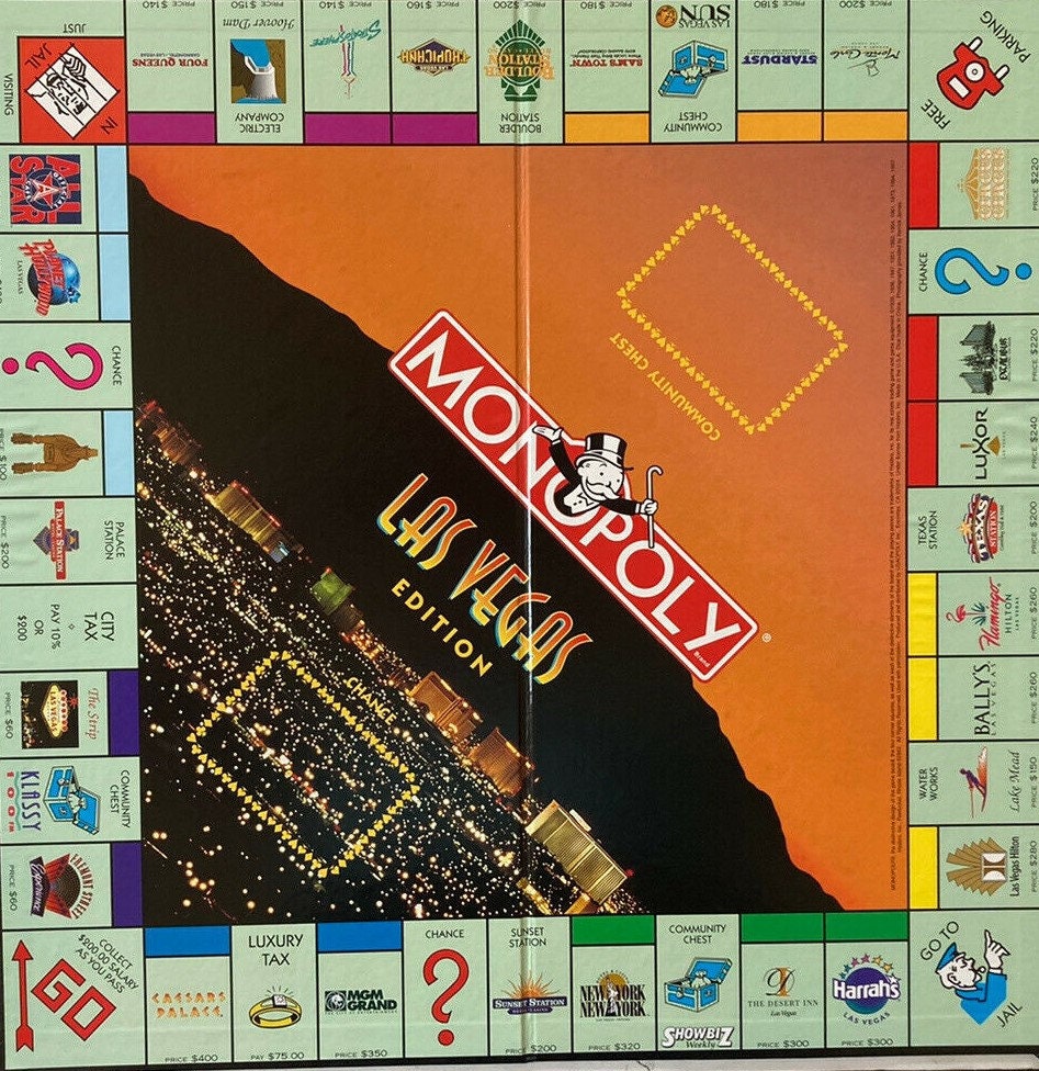 Vintage Monopoly Las Vegas Edition, 1997 USAopoly, COMPLETE, Partially